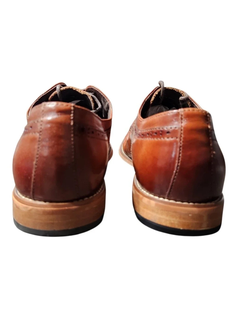 NEW Stacy Adams Leather Dickinson Cap Toe Oxford Cognac Dress Shoes Size 10.5M